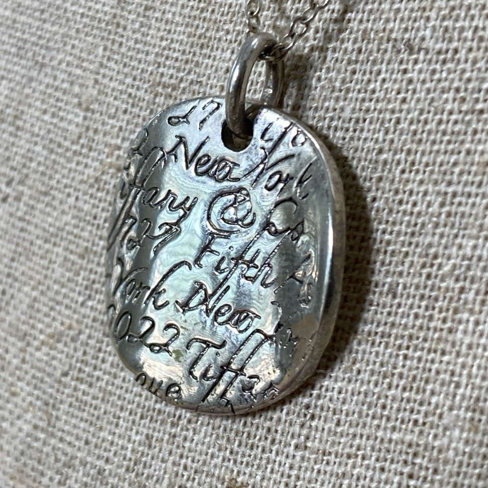 Tiffany & Co. Sterling 18” 727 FIFTH AVENUE NEW YORK WAVY NOTES TAG NECKLACE - Picture 7 of 9